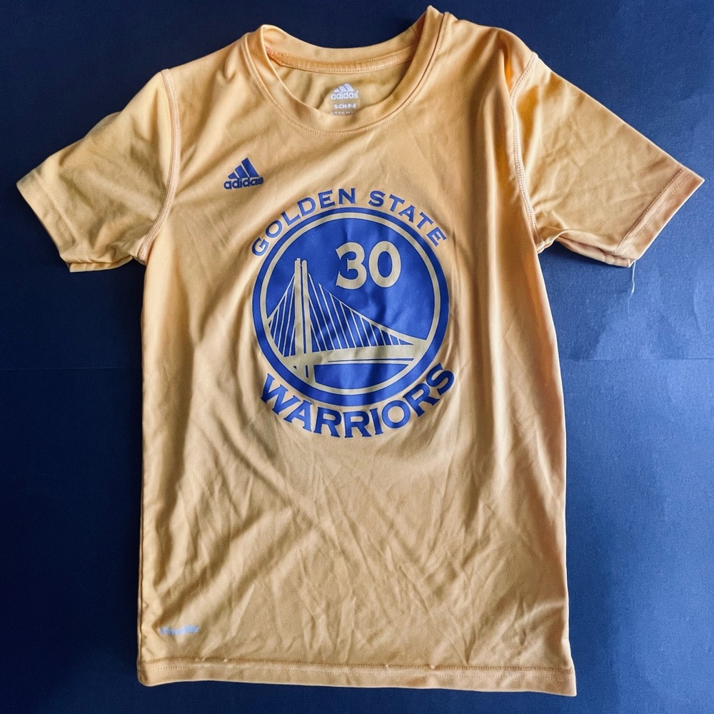 Adidas Curry Golden State Warriors Gold and Blue Tee